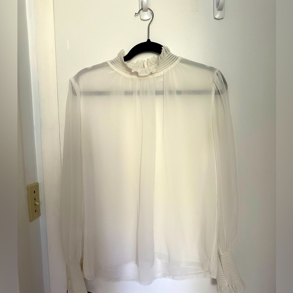 Aritzia Wilfred  White Sheer Blouse